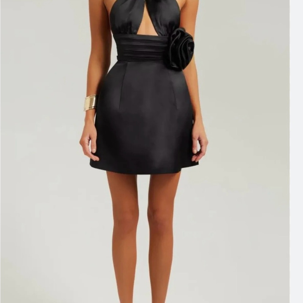 Elegant Black Dress with Floral Detail